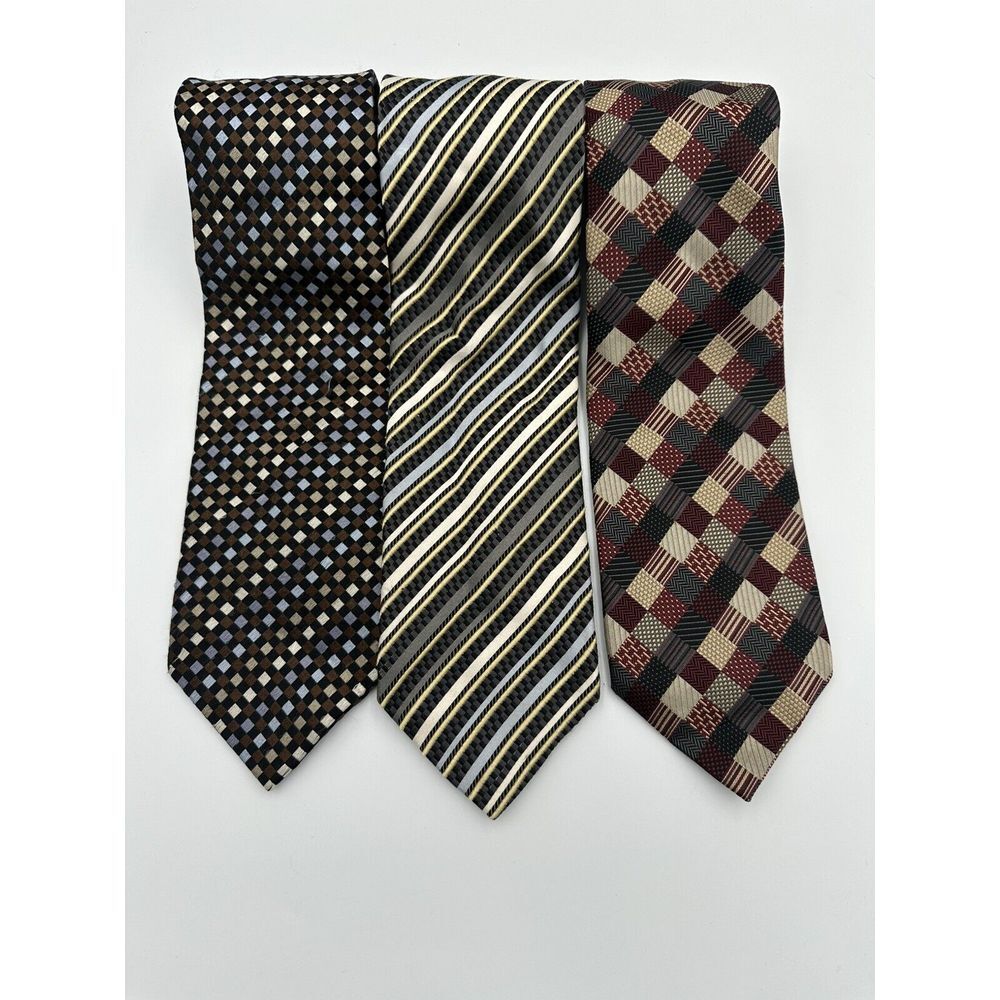 Roberto Villini Lot Of 3 Wide Striped/checker‎ Ties